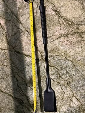 Black Riding Crop with Leather Popper